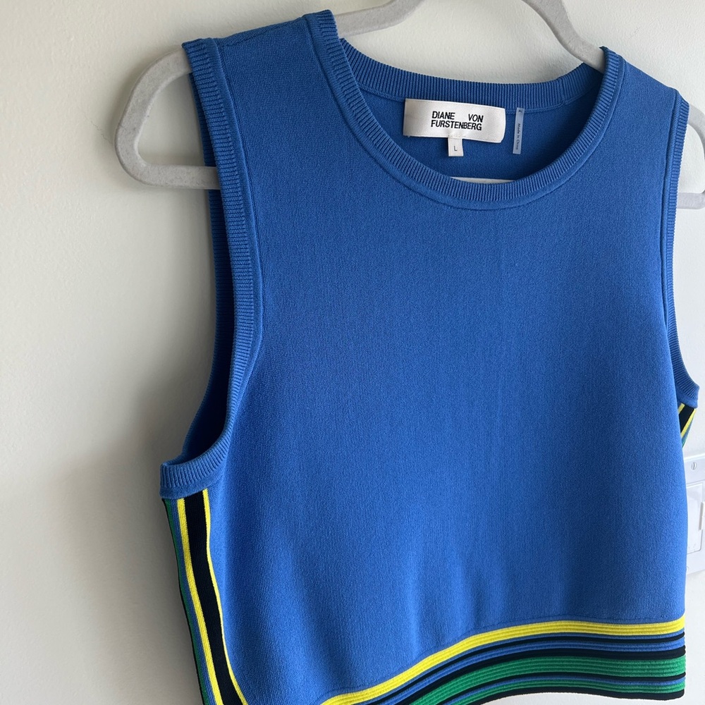 Diane von Furstenberg Blue Sleeveless Cropped Top (of a set)